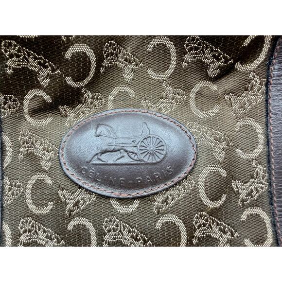 CELINE Vintage Macadam Sulky Boston Bag Brown Canvas Leather Purse | COA - Picture 2 of 16